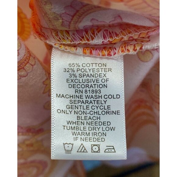 Denim Co Shirt Womens L Blouse Button 70's Vibe Orange Pink - Picture 5 of 8